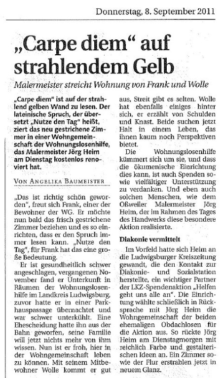 Carpe diem - auf Strahlendem Gelb - Malermeister Jörg Heim in Ludwigsburg